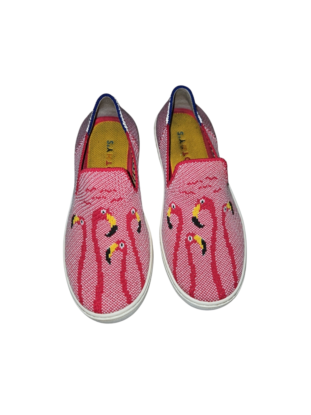 Girls Rothy's We Flock Together Pink Flamingo  Slip-On Sneakers Size 3